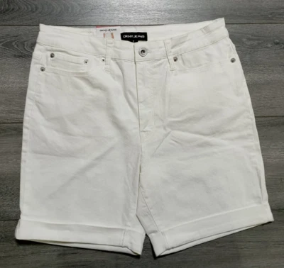 DKNY Denim Shorts Adult Womens Size 8 White Bermuda Rolled Summer - Image 1 of 4