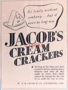 Wartime JACOB'S Cream Crackers (After the War) Advert #4 : Small 1944 WW2 Print - Picture 1 of 1