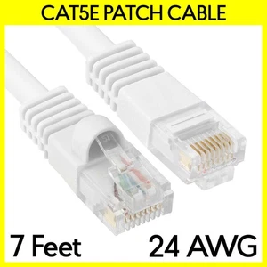 7FT Cat5e Ethernet Patch Cord White Cat 5e Internet Cable RJ45 LAN Router Cord - Picture 1 of 3