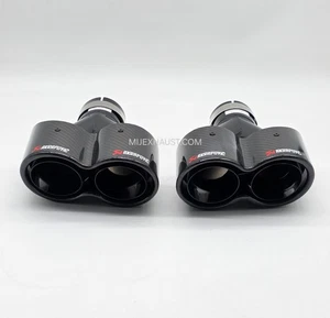 Exhaust Quad Tailpipes Carbon Fibre  Sporty Performance Stainless Steel Tip Pair - Picture 1 of 13