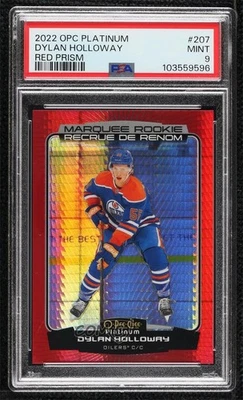 2022 O-Pee-Chee Platinum Red Prism /199 Dylan Holloway #207 PSA 9 MINT Rookie RC - Image 1 of 2