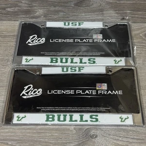 Marcos de matrícula USF Bulls Universidad del Sur de Florida Rico metal cromado - Imagen 1 de 7