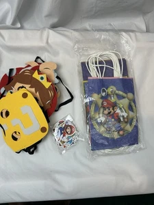 Super Mario Party Gastgeschenke 10 Masken & Geschenktüten 51 Aufkleber Kindergeburtstag Zubehör - Bild 1 von 7