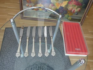 6 Menümesser Robbe & Berking 150g versilbert Rosenmuster - Picture 1 of 8