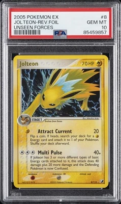 2005 POKEMON EX UNSEEN FORCES #8 JOLTEON-REVERSE FOIL PSA 10 - Image 1 of 2
