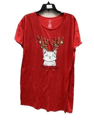 Secret Treasures Womans Christmas Cat Red Night Gown L/XL 1113-161 - Image 1 of 3