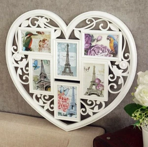 Photo Frame Hanging Heart Shaped Multi Picture Love Frames 6 Photos Gift UK New - Picture 1 of 7
