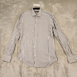 GEOFFREY BEENE SHIRT MENS SIZE M BLUE STRIPE COTTON L/SLEEVE BUTTON UP FADED - Picture 1 of 14