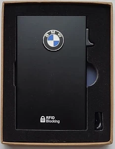 BMW 3d Logo Slim Card Minimalist Pop Up Wallet RFID Blocking With Cash Band - Picture 1 of 3