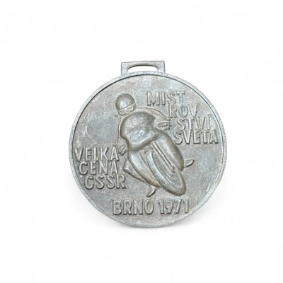 José Peón Pérez 1971 Brno Gran Premio CSSR Campeonato Mundial de Motociclismo Medalla Foto 1 de 2
