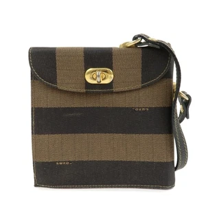 Fendi Pequin Logo Canvas Leder Schultertasche Umhängetasche 15171 authentisch gebraucht kostenloser Versand - Bild 1 von 24