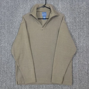Faconnable Pullover Herren Large olivbraun 1/4 Zip gerippt Outdoor Sweatshirt - Bild 1 von 12
