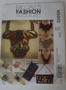 McCalls 5943 Accessories Cuffs Clutch Necklace Sewing Craft Pattern - Picture 1 of 2