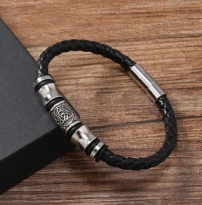 VIKING NORSE ODIN QUALITY LEATHER STRAP BRACELET - Picture 1 of 2