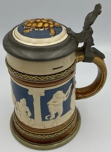Mettlach Beer Stein Lidded # 2244 Villeroy & Boch 3/10 In The Black Whale Turtle - Picture 1 of 15