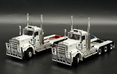 Juego de 2 modelos de camión Kenworth C509 tri drive en blanco rojo y negro WSI/Drake Foto 1 de 4