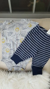 Boys 0-3 M Child of Mine short sleeve tshirt pants zoo animals - Picture 1 of 1