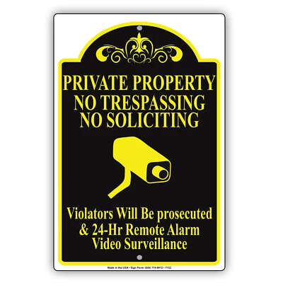 AFTERPRINTS Private Property No Trespassing No Soliciting Violators Aluminum Metal sign