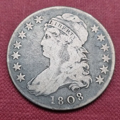 1808 Capped Bust Half Dollar 50c Nicely Circulated #47130 Cover