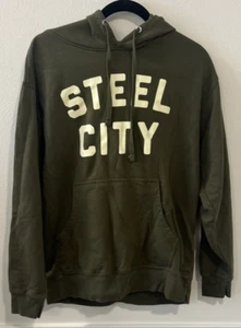 Steel City Hoodie Men's Medium Green Pittsburg Retro Pullover Athletic NFL - Picture 1 of 3