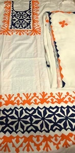 HEAVY HAND EMBROIDERED APPLIQUÉ 3Pcs CAMBRIC SUIT & CHIFFON DUPATTA. UNSTITCHED - Picture 1 of 6