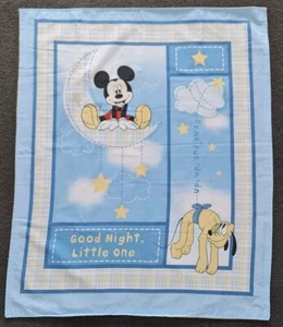 VINTAGE DISNEY MICKEY MOUSE GOOFY COT COVERLET 100cm x 83cm Goodnight Little One - Picture 1 of 6