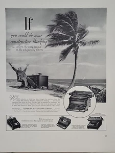 1940 Underwood Elliott Fisher Schreibmaschine Fortune WW2 Druckanzeige Q4 Strandpalme - Bild 1 von 2
