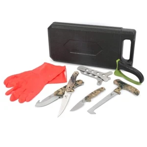 Hunting Field Dressing Kits Wood & Bone Saw Gut Hook Skinner Caping Knife W/Case - Picture 1 of 12