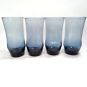 Apollo Dusky Blue by Libbey 16Oz Flat Tumbler Set of 4 Glasses Vintage 6" - Picture 1 of 11