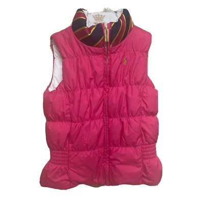 Colete Polo Ralph Lauren Meninas Reversível Zíper Completo Tamanho 5 Rosa Quente/Branco - Imagem 1 de 4