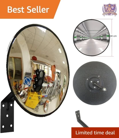 Shatterproof Wide-Angle Convex Mirror - 30 cm / 12" - Wall Fixing Bracket Cover