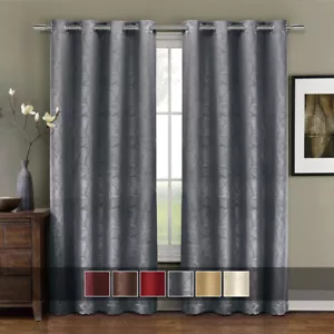 Luxury Prairie Blackout Weave Embossed Grommet Window Curtain Panels - Picture 1 of 10