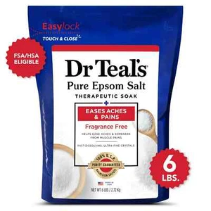 Dr Teal's Pure Epsom Salt Soak, Therapeutic, Fragrance Free, 6 lbs - Picture 1 of 8