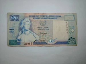 Cyprus 20 Lira/Pounds 1997 (Pre-Euro - Highest Denomination Banknote) Circulated - Bild 1 von 2
