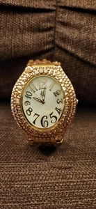 *Funktioniert* Jimmy Crystal New York Uhr Champagner Swarovski Kristalle TOTAL BLING - Bild 1 von 5