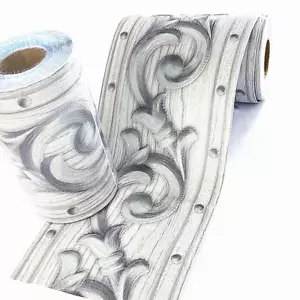 Amhao 3D Pattern Silver Wallpaper Border Stick and Peel Wall Decor Removable ... - Picture 1 of 1
