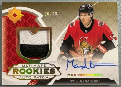MAX VERONNEAU 2019-20 UD Ultimate Collection Rookie Patch Autograph RC 28/99 - Image 1 of 3