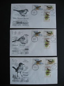 Canada Rosecraft combo FDC birds Sc 496-8 all 3 cachet types - Picture 1 of 2