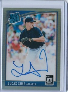 LUCAS SIMS 2018 DONRUSS OPTIC FOTL SIGNATURE SERIES BLACK PRIZM AUTO #/25