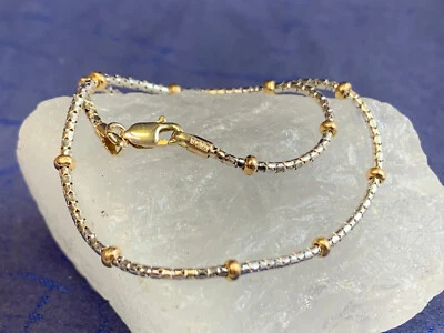 14K White & Yellow Gold Bracelet 3.17g Fine Jewelry 9" Snake Chain Lobster Clasp - Image 1 of 4