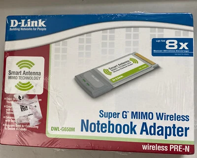 D-Link Super G MIMO Wireless Notebook Adapter PRE-N DWL-G650M BRAND NEW/SEALED - Image 1 of 2