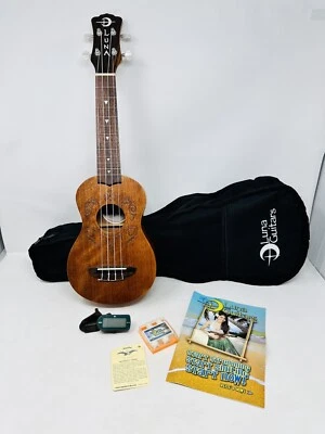 Luna Ukulele Uke Honu Turtle Spruce Soprano w/Gigbag Pitch Pipe Korg AW-2U Tuner - Image 1 of 4