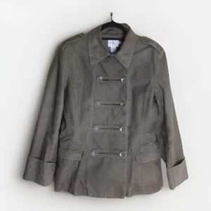 Calvin Klein Size 10 Army Green Double Breasted Blazer Cotton Jacket Womens*READ - Picture 1 of 18