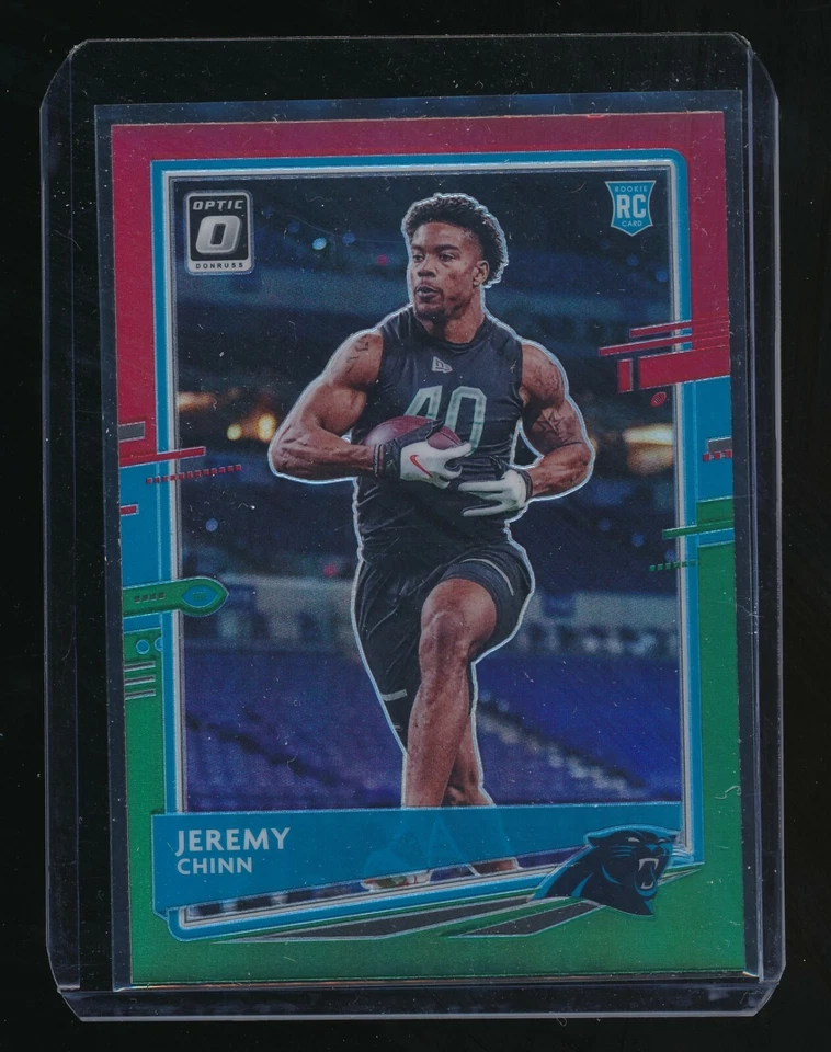JEREMY CHINN 2020 DONRUSS OPTIC PREVIEW RED AND GREEN #289 RC *CAROLINA PANTHERS - Image 1 of 1