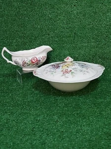 Tazón/barco de salsa y tazón de servir con tapa vintage "Sheraton" Johnson Bros - Imagen 1 de 10
