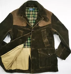 *HOT VTG POLO RALPH LAUREN @ PARKA CORDUROY LEATHER HUNTING LINED BROWN Jacket L - Picture 1 of 15