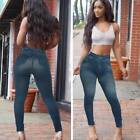 Women Faux Jean Pants Perfect Fit Denim Leggings Plus Size Jeggings Elastic HGL