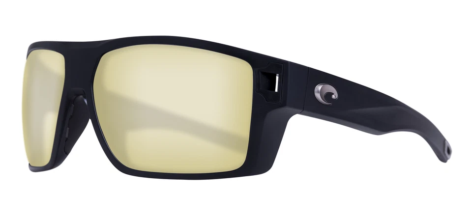 Costa Del Mar Diego Men's Shield Sunglasses - Matte Black Frame with Polarized Glass Sunrise Silver Mirror Lenses