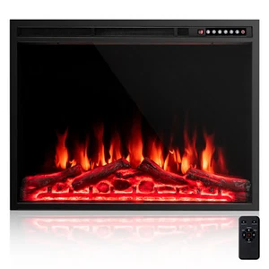 Electric 34" Fireplace Insert Heater Log Flame Effect w/ Remote Control 1500W - Picture 1 of 10