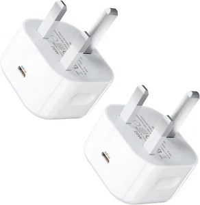 USB C Plug, 20W USB C Power Adapter UK Plug Fast Charge USB-C Charging Plug Type - Zdjęcie 1 z 7